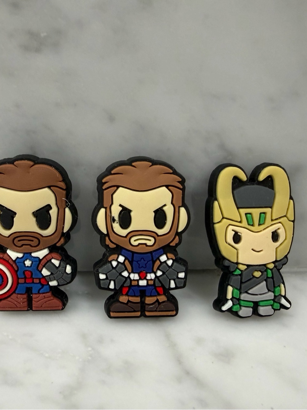Marvel Loki and Captain America Croc Charms (Set of 3)